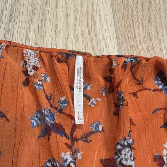 Free People Women's Rust Combo New Final Rose Blouse Size‎ L EUC Fall Boho - Picture 8 of 8